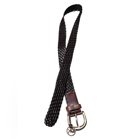 Michael Michael Kors brown woven leather belt with gold buckle - Picture 2 of 8
